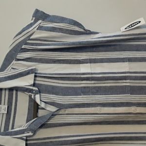 NWT OLD NAVY Shirt Dress, White/Blue Size S